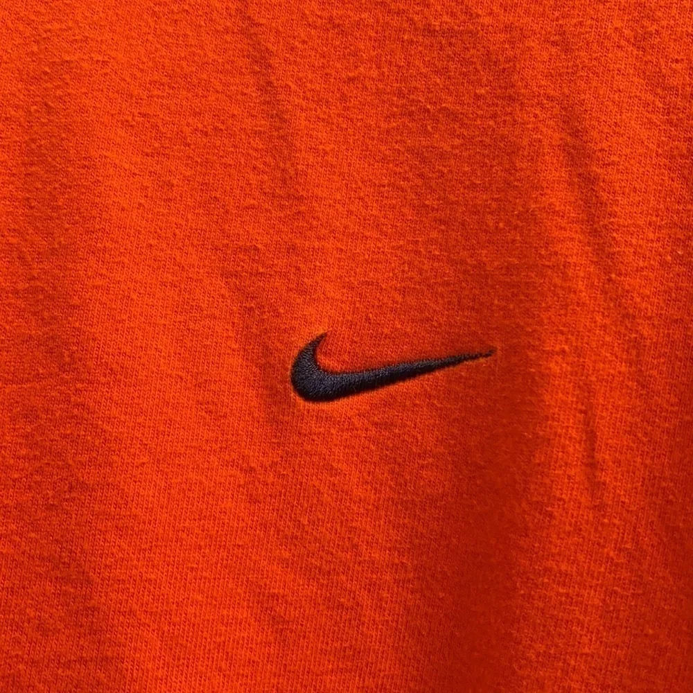 Men’s Vintage Orange and Blue Nike 100% Cotton Long Sleeve Shirt Size Large